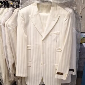Boys White Striped Suit